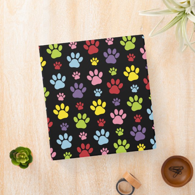 Colourful Paws, Paw Pattern, Paw Prints, Dog Paws Binder (In Situ)