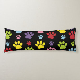 Colourful Paws, Paw Pattern, Paw Prints, Dog Paws Body Pillow