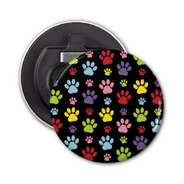 Colourful Paws, Paw Pattern, Paw Prints, Dog Paws Bottle Opener (Front)