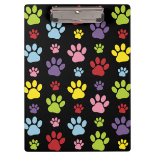 Colourful Paws, Paw Pattern, Paw Prints, Dog Paws Clipboard