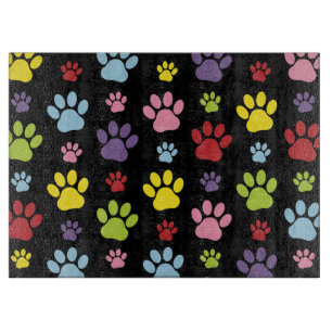 Colourful Paws, Paw Pattern, Paw Prints, Dog Paws Cutting Board