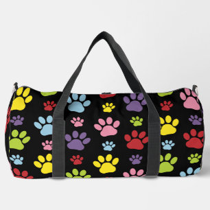 Colourful Paws, Paw Pattern, Paw Prints, Dog Paws Duffle Bag