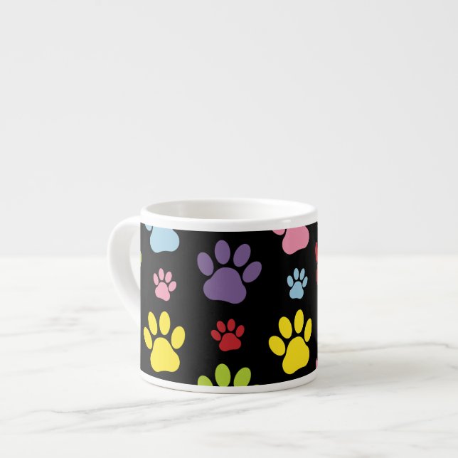 Colourful Paws, Paw Pattern, Paw Prints, Dog Paws Espresso Cup (Front Left)