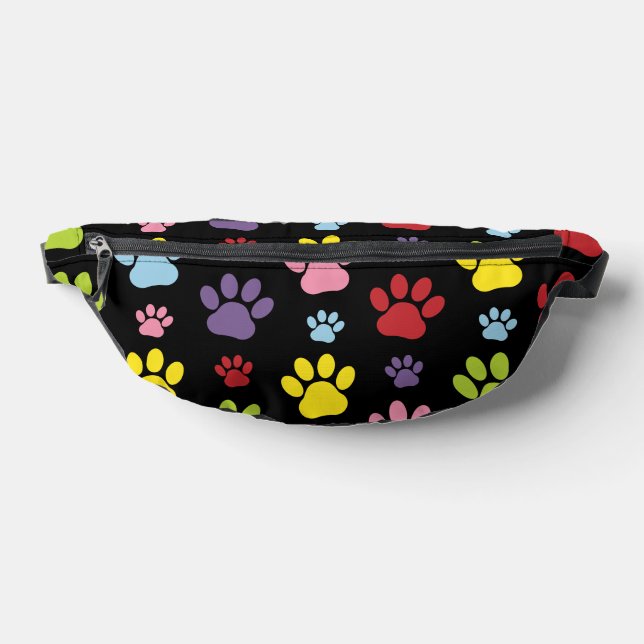 Colourful Paws, Paw Pattern, Paw Prints, Dog Paws Fanny Pack (Lay Down)