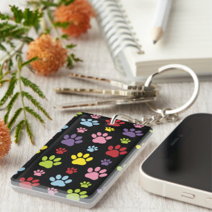 Colourful Paws, Paw Pattern, Paw Prints, Dog Paws Keychain