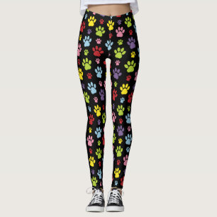 Colourful Paws, Paw Pattern, Paw Prints, Dog Paws Leggings