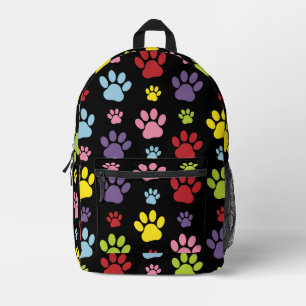 Colourful Paws, Paw Pattern, Paw Prints, Dog Paws Printed Backpack