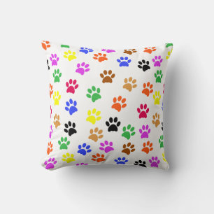 Colourful Paws Throw Pillow