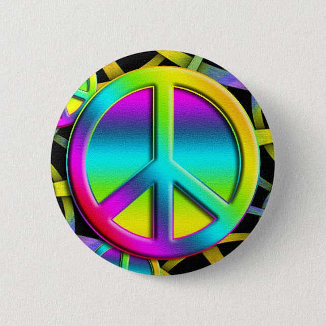 colourful PEACE 2 Inch Round Button (Front)