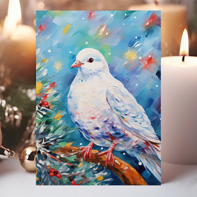 Colourful Peace Dove Christmas Holiday Card (Creator Uploaded)