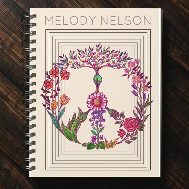 Colourful Peace Floral Cute Boho Hippie Wholesome Notebook (Creator Uploaded)
