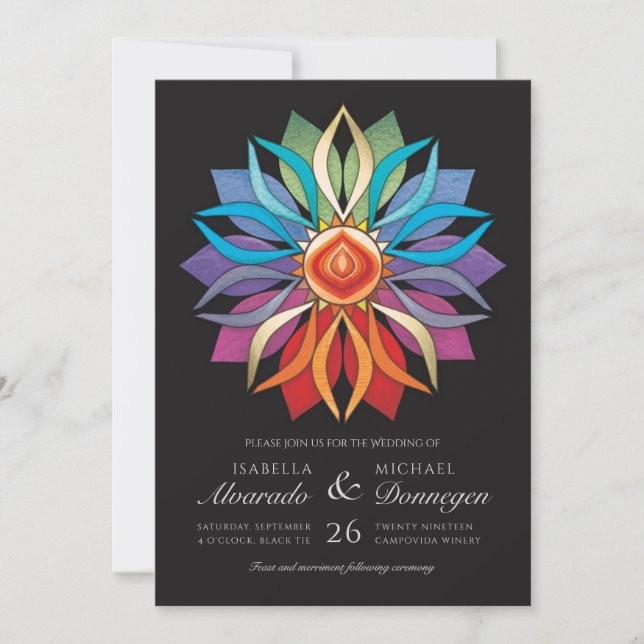Colourful Peace Flower Wedding Invitations (Front)