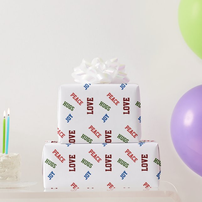Colourful Peace Love & Joy Simple Modern Christmas Wrapping Paper (Party Gifts)