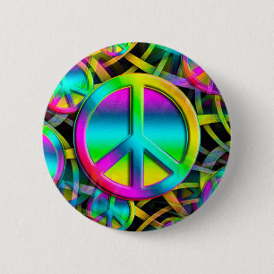 Colourful PEACE seamless pattern + your ideas 2 Inch Round Button