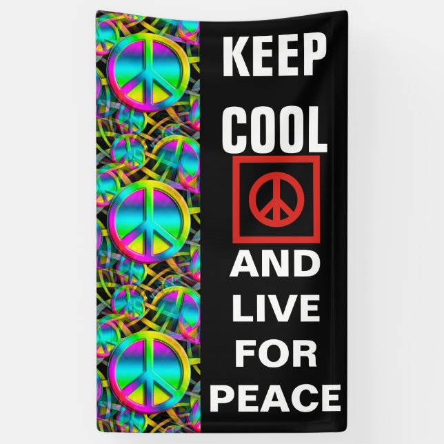 Colourful PEACE seamless pattern + your ideas Banner (Vertical)