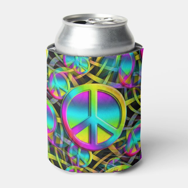 Colourful PEACE seamless pattern + your ideas Can Cooler (Can Front)