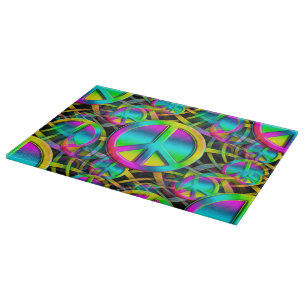 Colourful PEACE seamless pattern + your ideas Cutting Board