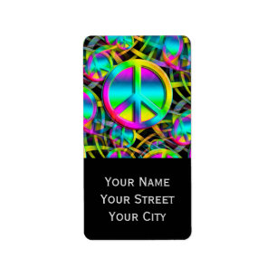 Colourful PEACE seamless pattern + your ideas Label