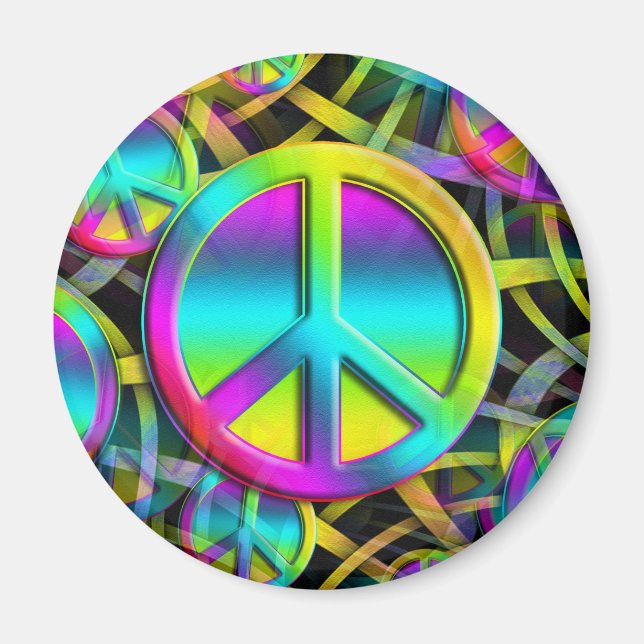 Colourful PEACE seamless pattern + your ideas Magnet (Front)
