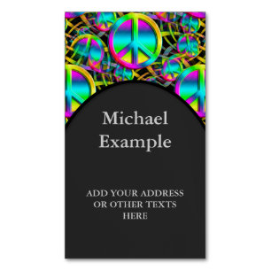 Colourful PEACE seamless pattern + your ideas Magnetic Business Card