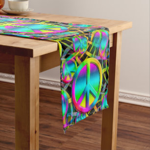 Colourful PEACE seamless pattern + your ideas Medium Table Runner