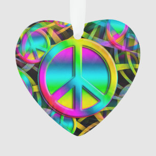 Colourful PEACE seamless pattern + your ideas Ornament