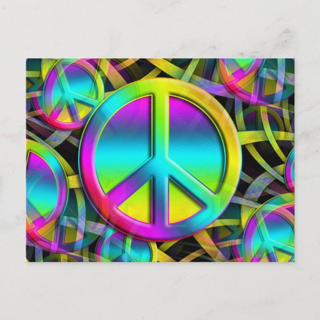 Colourful PEACE seamless pattern + your ideas Postcard (Front)