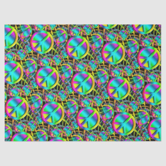 Colourful PEACE seamless pattern + your ideas Tissue Paper (Front)