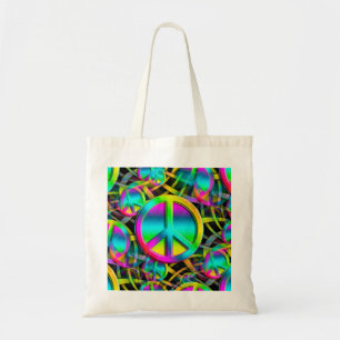 Colourful PEACE seamless pattern + your ideas Tote Bag