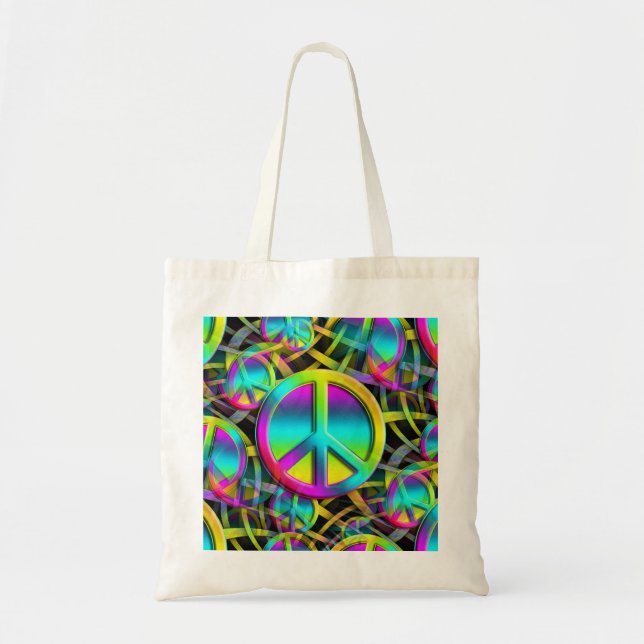 Colourful PEACE seamless pattern + your ideas Tote Bag (Front)
