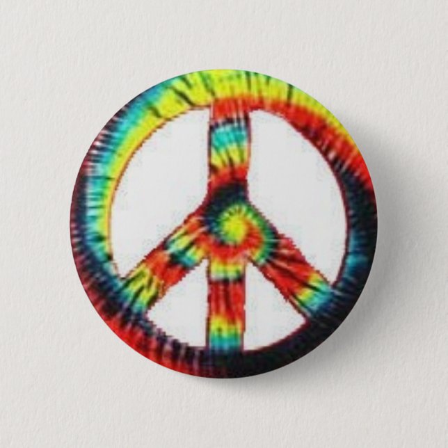 colourful peace sign 2 inch round button (Front)
