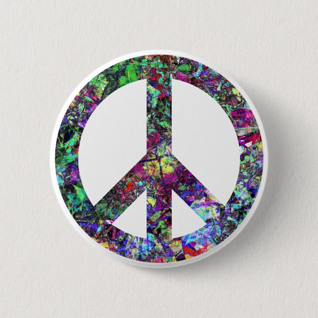 Colourful Peace Sign 2 Inch Round Button (Front)
