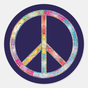 Colourful Peace Sign Classic Round Sticker