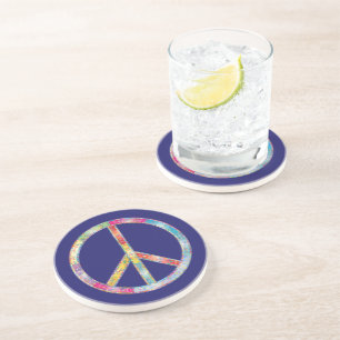 Colourful Peace Sign Coaster