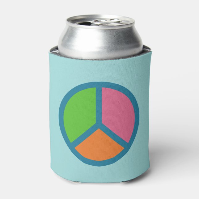 Colourful Peace Sign custom monogram drink coolers (Can Front)