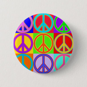 Colourful Peace Sign Design 2 Inch Round Button