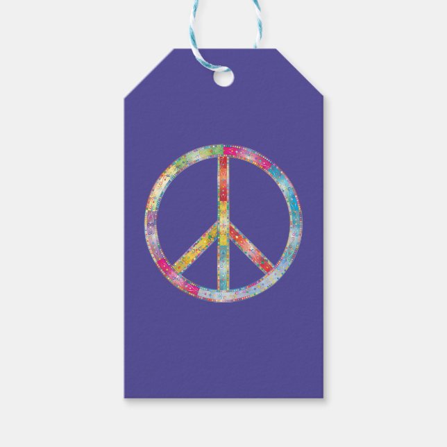 Colourful Peace Sign Gift Tags (Front)