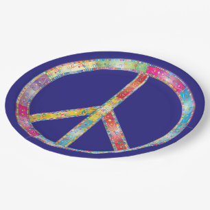 Colourful Peace Sign Paper Plate