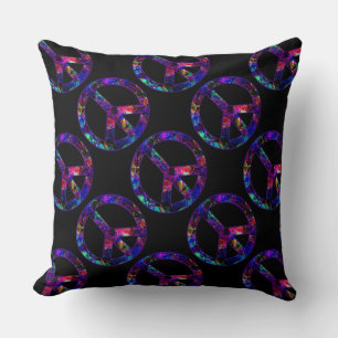 Colourful Peace Sign Pattern Throw Pillow