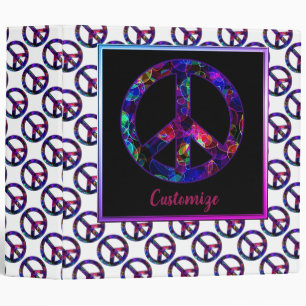 Colourful Peace Sign Pattern White Binder