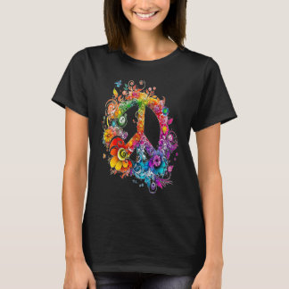 Colourful peace sign peace flowers peace dove worl T-Shirt
