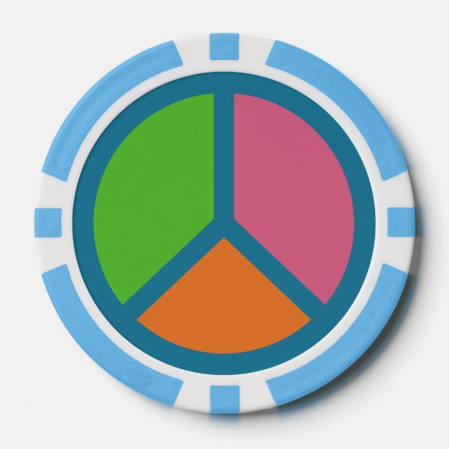 Colourful Peace Sign poker chips (Front)
