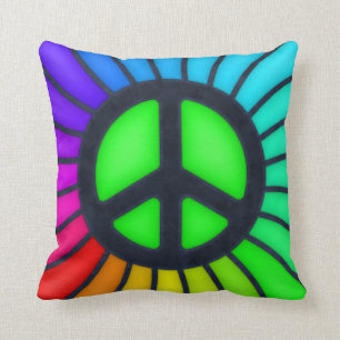 Colourful Peace Sign Throw Pillow