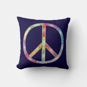Colourful Peace Sign Throw Pillow