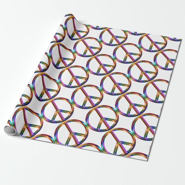Colourful Peace Sign Wrapping Paper (Unrolled)