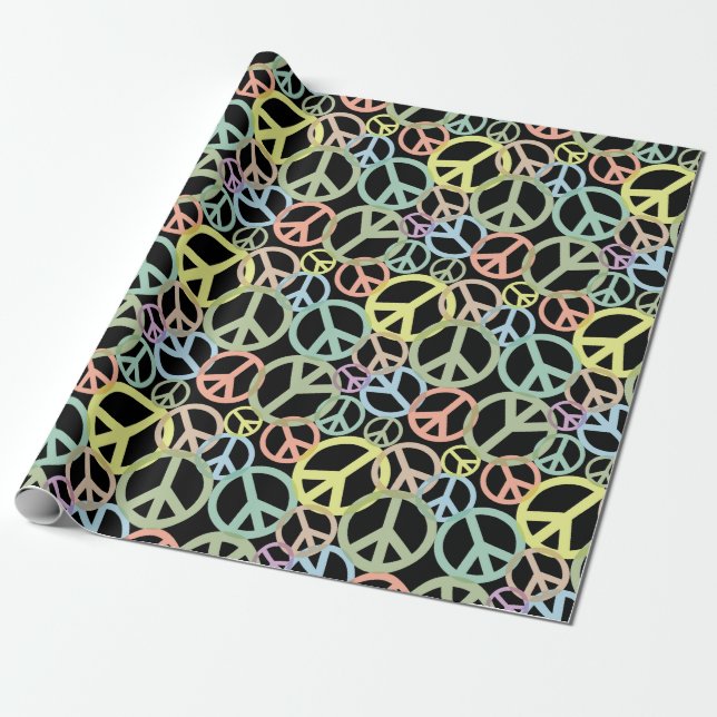 Colourful Peace Sign Wrapping Paper (Unrolled)