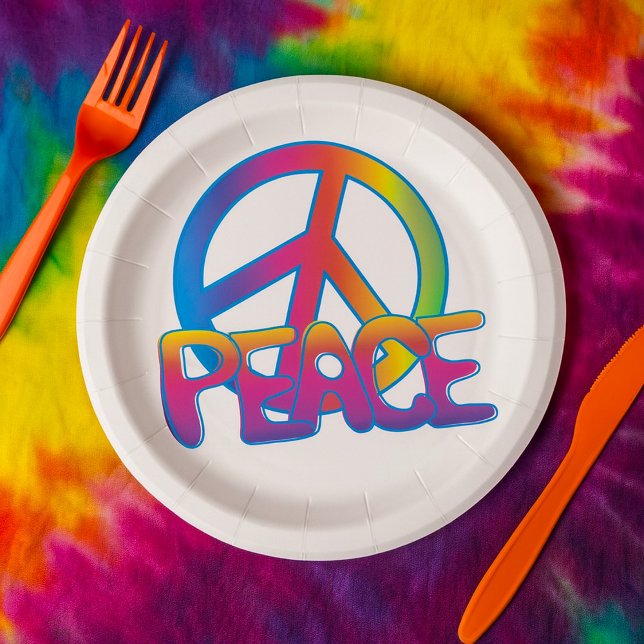 Colourful Peace Symbol Paper Plates (Creator Uploaded)