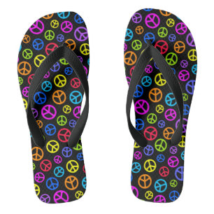Colourful Peace Symbol Pattern Flip Flops