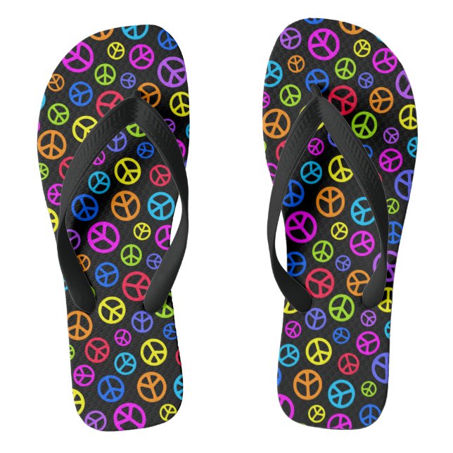 Colourful Peace Symbol Pattern Flip Flops (Footbed)