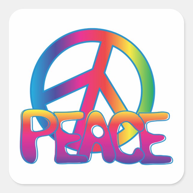 Colourful Peace Symbol Square Sticker (Front)